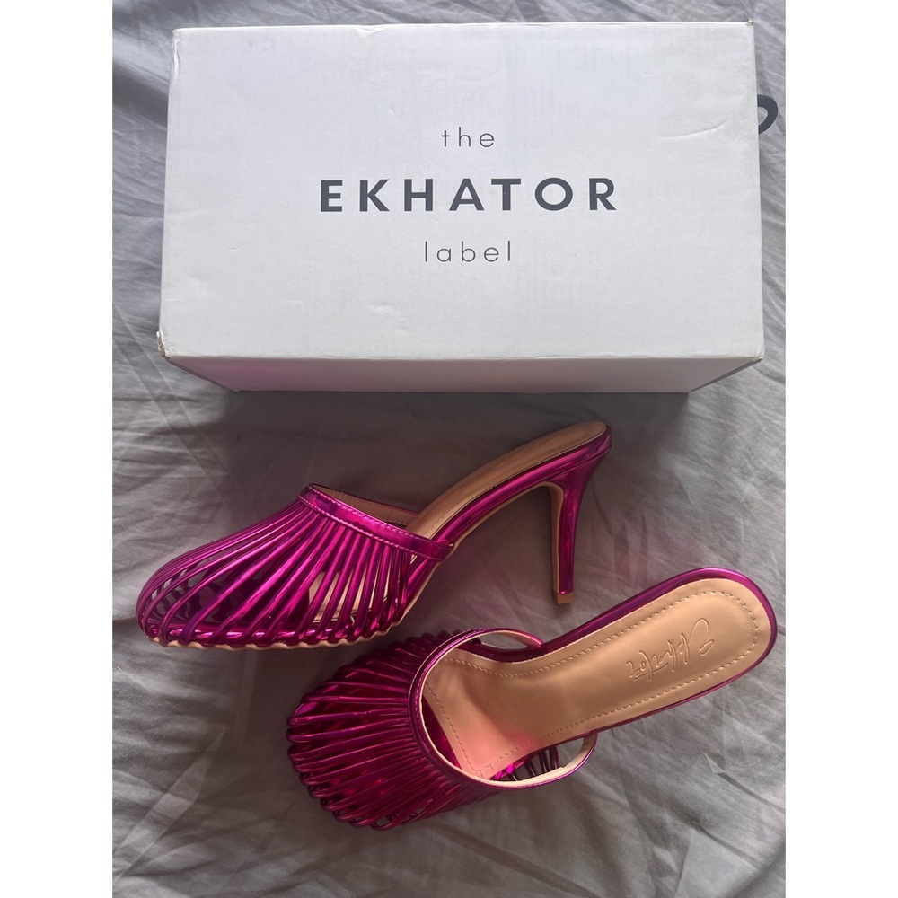 ❌SOLD❌FIRM PRICE Metallic purple Lottie Basket Heels- The Ekhator Label